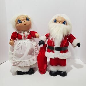 Vtg Santa & Mrs. Claus Paper Mache Christmas Décor 13" Tall Holiday